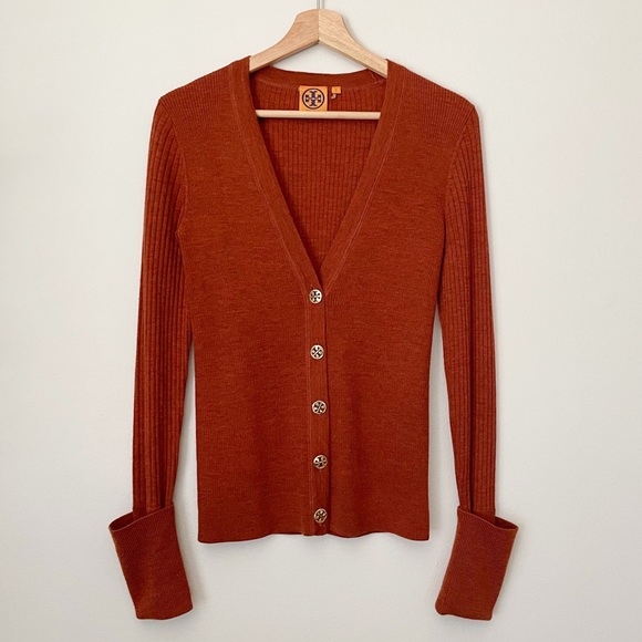 Tory Burch | Sweaters | Tory Burch Fitted Ribbed Merino Wool Cardigan |  Poshmark